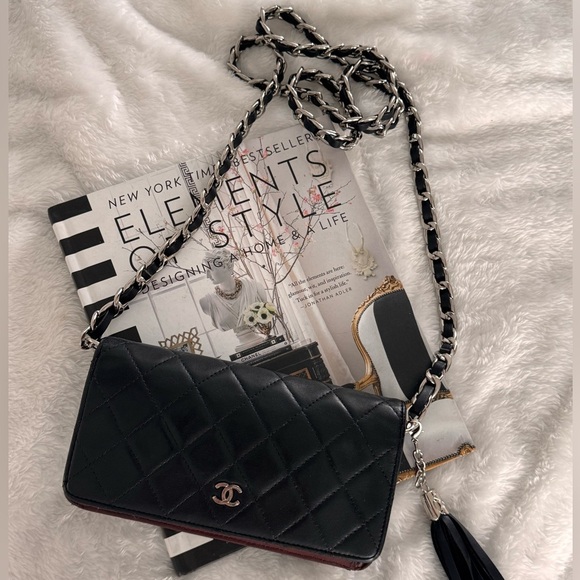 CHANEL Handbags - Authentic CHANEL Lambskin Matelasse wallet on chain crossbody bag